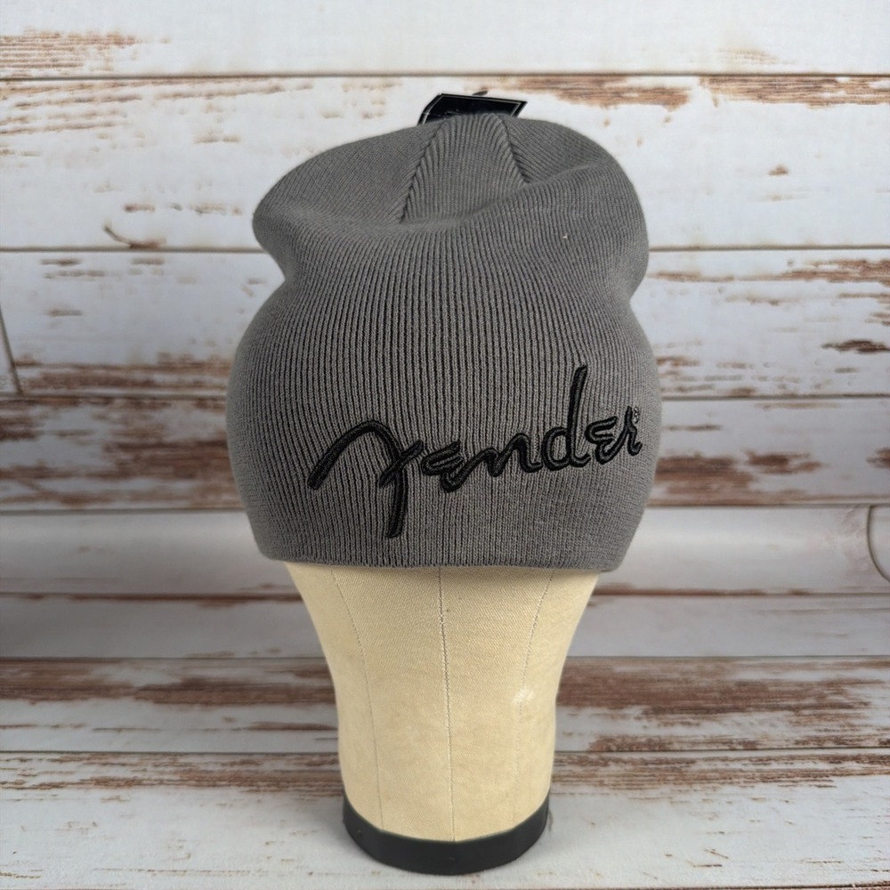 Fender Logo Beanie Gray Cotton Knit OSFA New